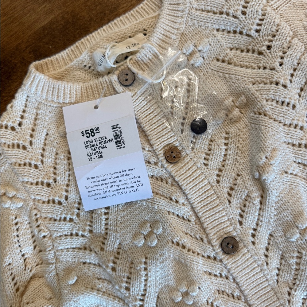 Quincy Mae Cream Knit Onesie 12-18 Months